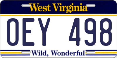 WV license plate OEY498