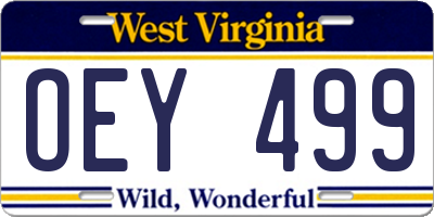 WV license plate OEY499