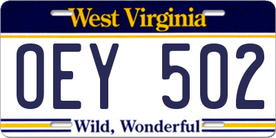WV license plate OEY502