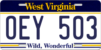 WV license plate OEY503