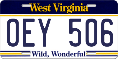 WV license plate OEY506