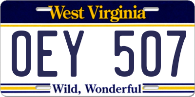 WV license plate OEY507