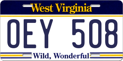 WV license plate OEY508