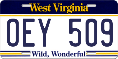 WV license plate OEY509