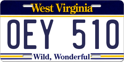 WV license plate OEY510