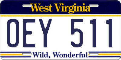 WV license plate OEY511