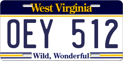 WV license plate OEY512