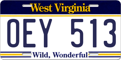 WV license plate OEY513