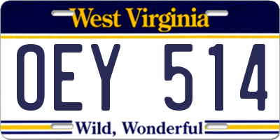 WV license plate OEY514