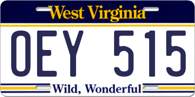 WV license plate OEY515