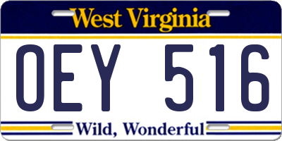 WV license plate OEY516
