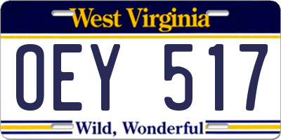 WV license plate OEY517
