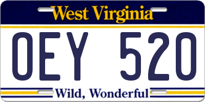 WV license plate OEY520