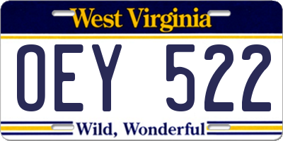 WV license plate OEY522