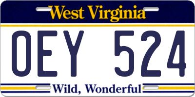 WV license plate OEY524