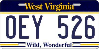 WV license plate OEY526