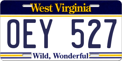 WV license plate OEY527