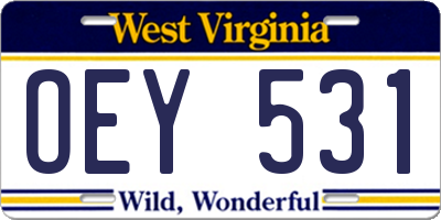 WV license plate OEY531