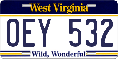 WV license plate OEY532
