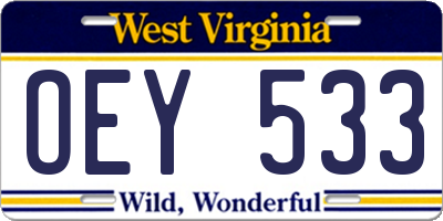 WV license plate OEY533