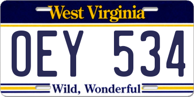 WV license plate OEY534