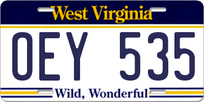 WV license plate OEY535