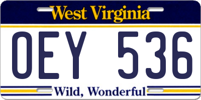 WV license plate OEY536