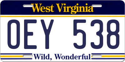 WV license plate OEY538