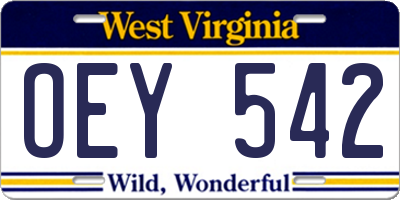 WV license plate OEY542