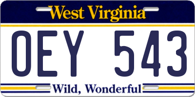 WV license plate OEY543