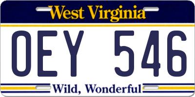 WV license plate OEY546