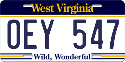 WV license plate OEY547