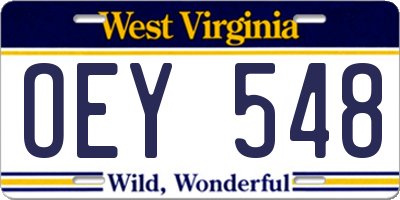 WV license plate OEY548