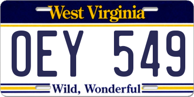 WV license plate OEY549