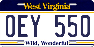 WV license plate OEY550