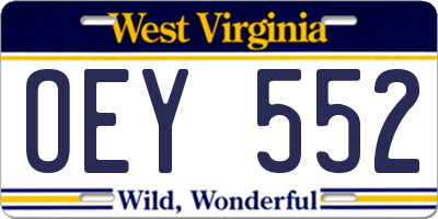 WV license plate OEY552