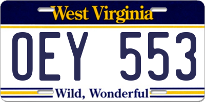 WV license plate OEY553