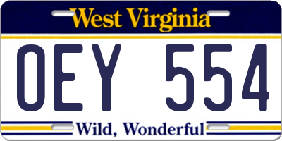 WV license plate OEY554