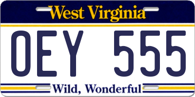 WV license plate OEY555