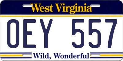 WV license plate OEY557