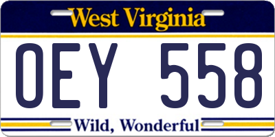 WV license plate OEY558