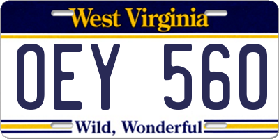 WV license plate OEY560