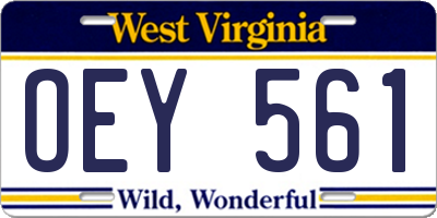 WV license plate OEY561