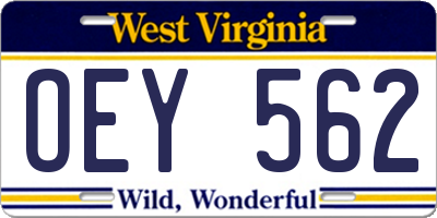 WV license plate OEY562
