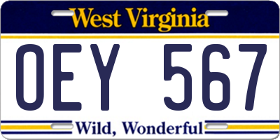 WV license plate OEY567