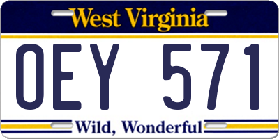 WV license plate OEY571