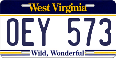 WV license plate OEY573