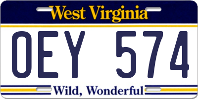 WV license plate OEY574