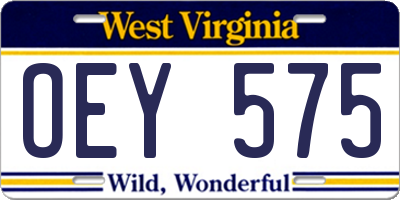 WV license plate OEY575