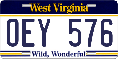 WV license plate OEY576
